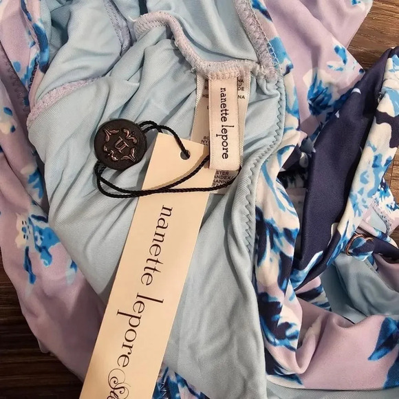 Nanette Lepore Blue Floral Swimsuit Size 8 - Picture 2 of 10